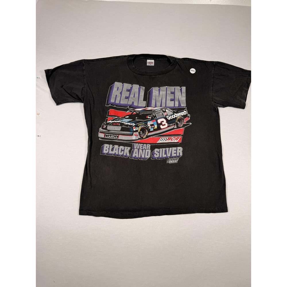 Vintage Sports Image Shirt Mens XL Black Dale Earnhardt‎ Real Men NASCAR 90s Tee